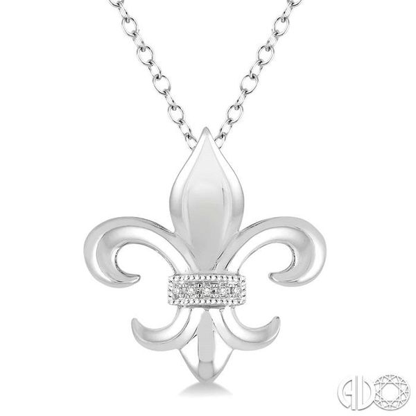1/50 Ctw Round Cut Diamond Fleur De Lis Pendant in Sterling Silver with Chain Becker's Jewelers Burlington, IA