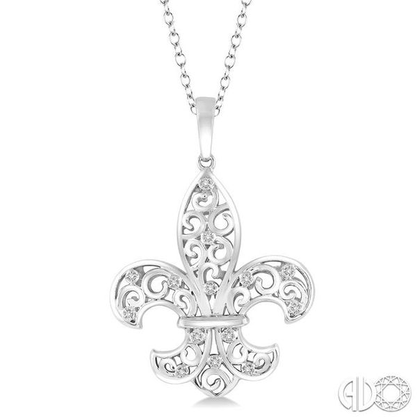 1/20 Ctw Round Cut Diamond Fleur De Lis Pendant in Sterling Silver with Chain Becker's Jewelers Burlington, IA