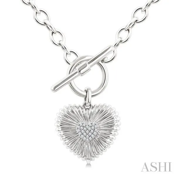 1/10 Ctw Heart Fluted Toggle Round Cut Diamond Fashion Necklace in Sterling Silver Becker's Jewelers Burlington, IA