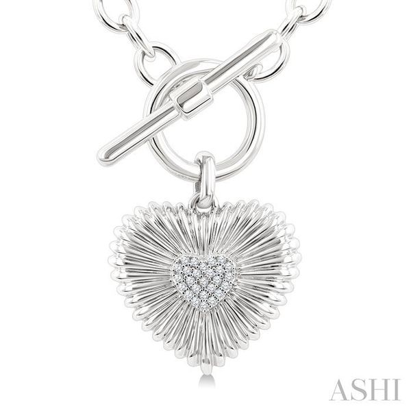 1/10 Ctw Heart Fluted Toggle Round Cut Diamond Fashion Necklace in Sterling Silver Image 3 Becker's Jewelers Burlington, IA