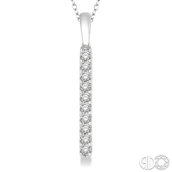 1 5 Ctw Vertical Bar Round Cut Diamond Pendant With Link Cha