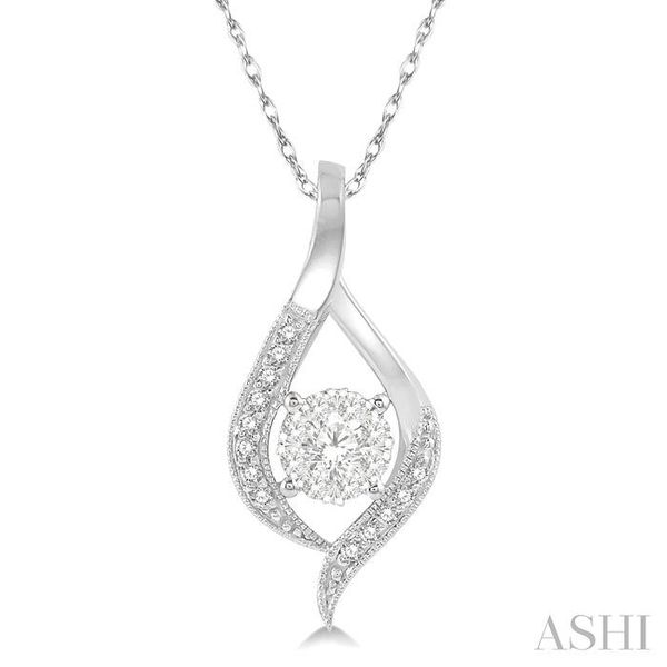 1/5 Ctw Curved Lovebright Round Cut Diamond Pendant in 14K White Gold with chain Becker's Jewelers Burlington, IA
