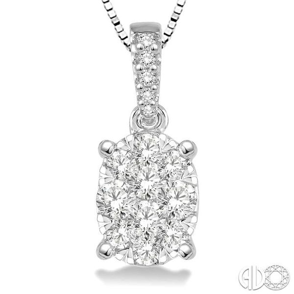 3/4 Ctw Oval Shape Diamond Lovebright Pendant in 14K White Gold with Chain Image 3 Becker's Jewelers Burlington, IA