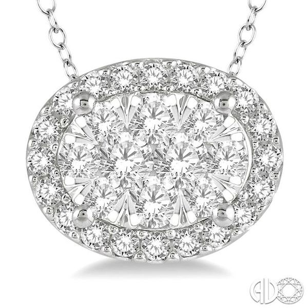 1/2 Ctw Oval Shape Lovebright Round Cut Diamond Pendant in 14K White Gold Image 3 Becker's Jewelers Burlington, IA