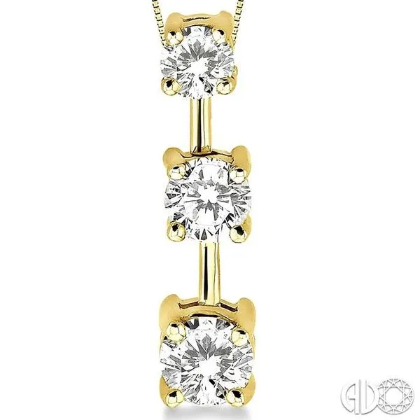 1 Ctw Three Stone Round Cut Diamond Pendant in 14K Yellow Go