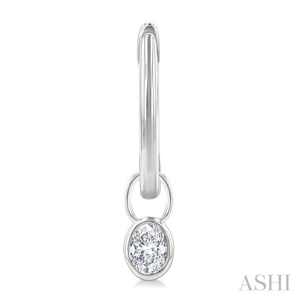 1/3 Ctw Bezel Set Oval Cut Diamond Huggie Earrings in 14K White Gold Image 2 Becker's Jewelers Burlington, IA