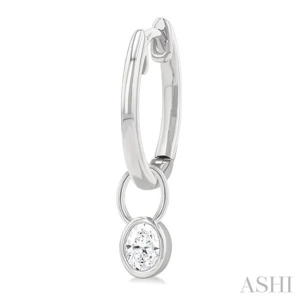 1/3 Ctw Bezel Set Oval Cut Diamond Huggie Earrings in 14K White Gold Image 3 Becker's Jewelers Burlington, IA