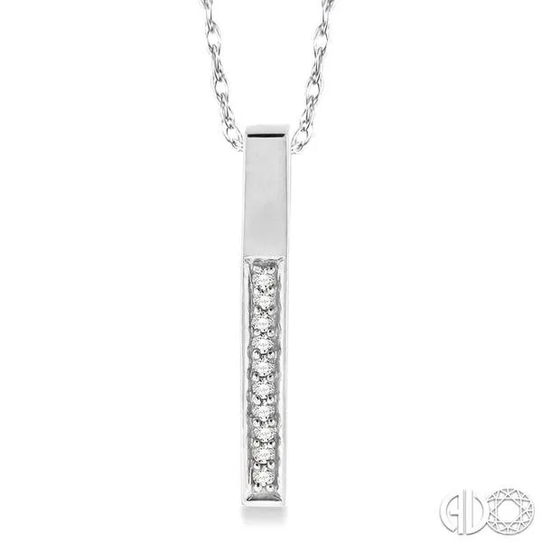 1/10 Ctw Round Cut Diamond Stick Pendant in 14K White Gold w