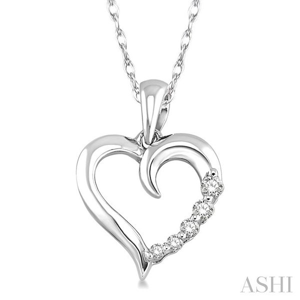 1/10 Ctw Round Cut Diamond Heart Shape Journey Pendant in 10K White Gold with Chain Becker's Jewelers Burlington, IA