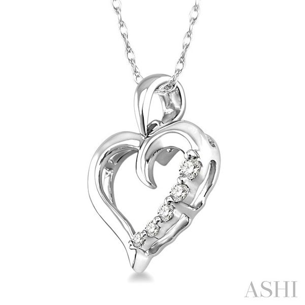 1/10 Ctw Round Cut Diamond Heart Shape Journey Pendant in 10K White Gold with Chain Image 2 Becker's Jewelers Burlington, IA