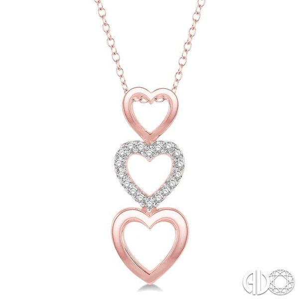 1/20 Ctw Triple Heart Link Round Cut Diamond Pendant With Link Chain in 10K Rose Gold Becker's Jewelers Burlington, IA