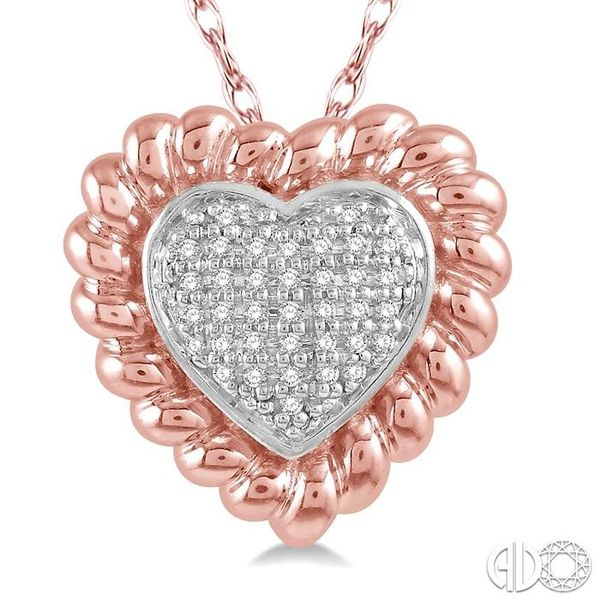 1/20 Ctw Cutwork Heart Round Cut Diamond Pendant in 10K Rose Gold with chain Image 3 Becker's Jewelers Burlington, IA