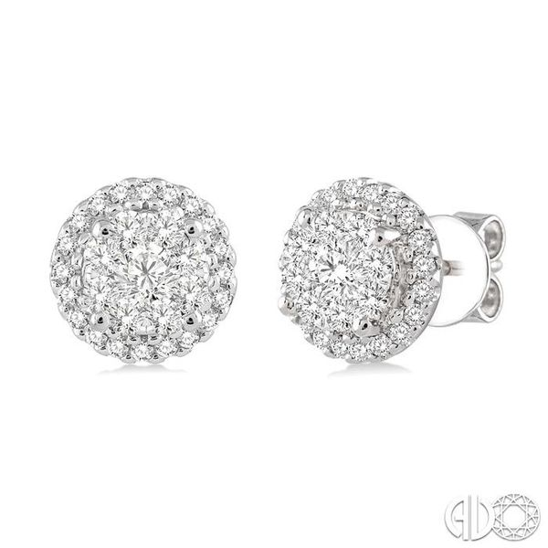 3/4 Ctw Lovebright Round Cut Diamond Earrings in 14K White Gold Becker's Jewelers Burlington, IA