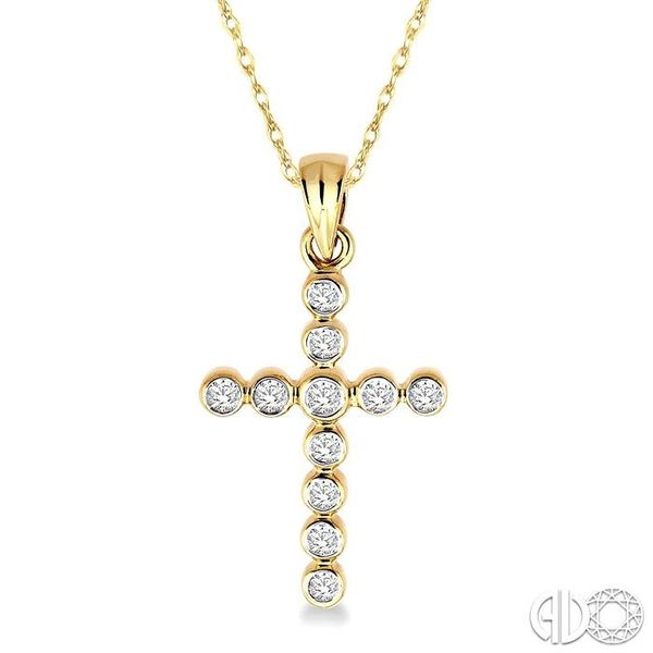 1/4 Ctw Round Cut Diamond Cross Pendant in 14K Yellow Gold with Chain Becker's Jewelers Burlington, IA