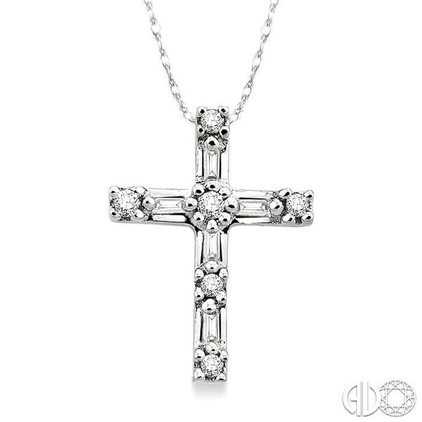 1/10 Ctw Diamond Cross Pendant in 14K White Gold with Chain Becker's Jewelers Burlington, IA
