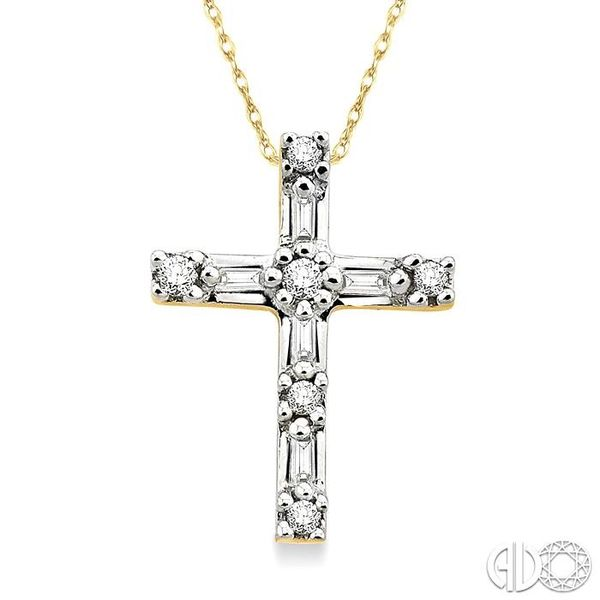 1/10 Ctw Diamond Cross Pendant in 14K Yellow Gold with Chain Becker's Jewelers Burlington, IA