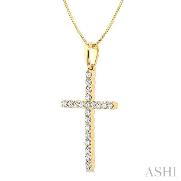 1/4 Ctw Round Cut Diamond Cross Fashion Pendant With Chain in 14K Yellow Gold Image 2 Becker's Jewelers Burlington, IA