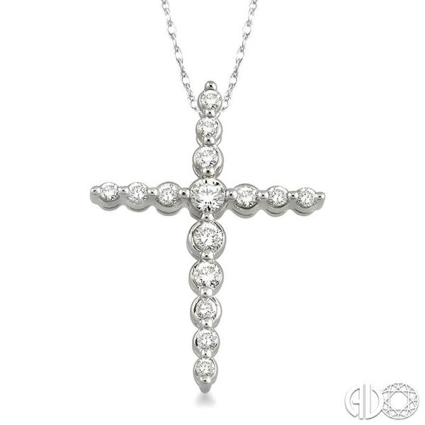 1/4 Ctw Round Cut Diamond Journey Cross Pendant in 14K White Gold with Chain Becker's Jewelers Burlington, IA