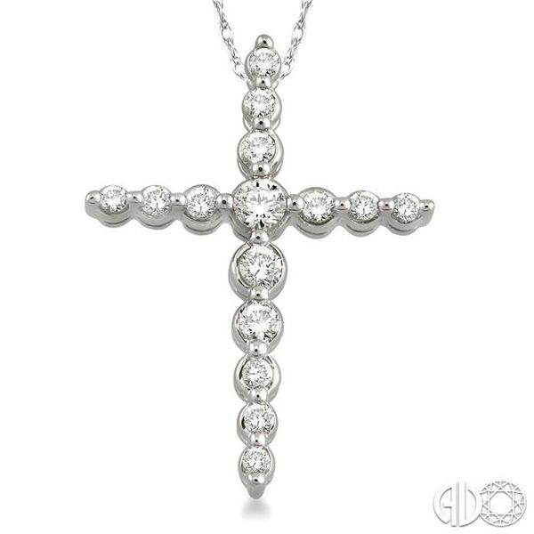 1/4 Ctw Round Cut Diamond Journey Cross Pendant in 14K White Gold with Chain Image 3 Becker's Jewelers Burlington, IA