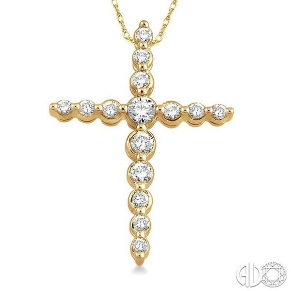 1/4 Ctw Round Cut Diamond Journey Cross Pendant in 14K Yellow Gold with Chain Image 3 Becker's Jewelers Burlington, IA
