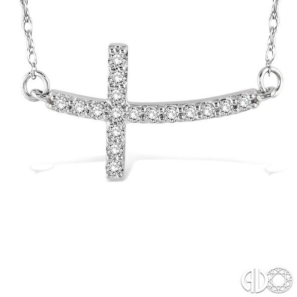 1/5 Ctw Round Cut Diamond Cross Pendant in 14K White Gold with Chain Image 3 Becker's Jewelers Burlington, IA