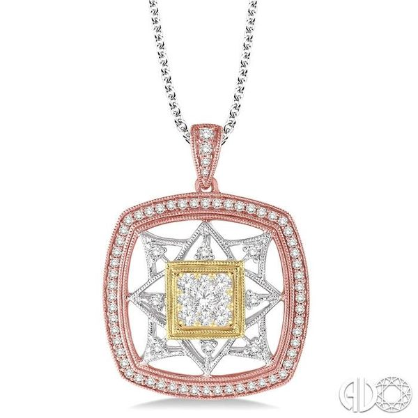 3/4 Ctw Round Cut Diamond Lovebright Pendant in 14K Tri Color Gold with Chain Becker's Jewelers Burlington, IA