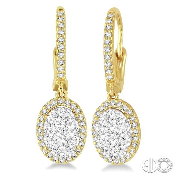 1 1/2 Ctw Oval Shape Diamond Lovebright Earrings in 14K Yellow and White Gold Becker's Jewelers Burlington, IA