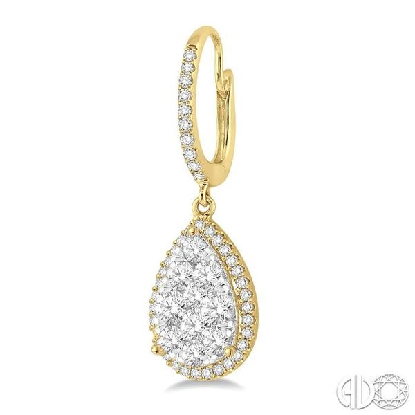 1 1/2 Ctw Pear Shape Diamond Lovebright Earrings in 14K Yellow and White Gold Image 3 Becker's Jewelers Burlington, IA
