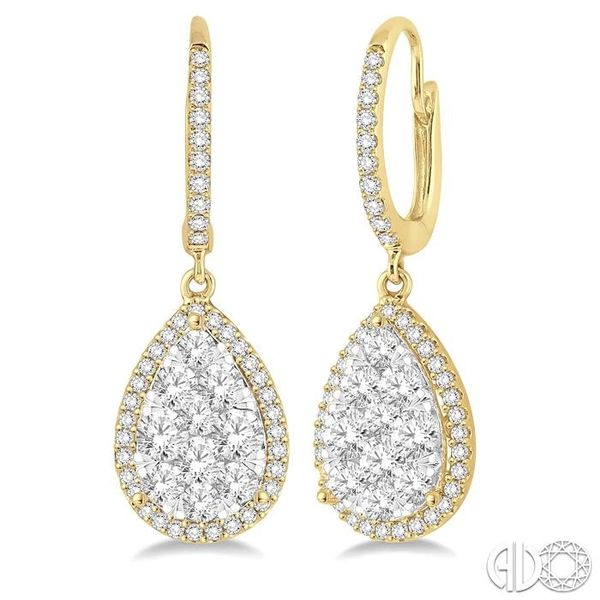 2 Ctw Pear Shape Diamond Lovebright Earrings in 14K Yellow and White Gold Becker's Jewelers Burlington, IA