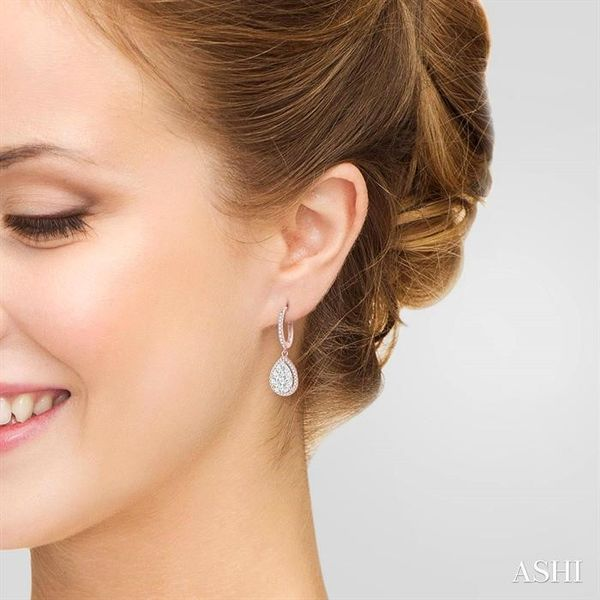1 Ctw Pear Shape Diamond Lovebright Earrings in 14K Rose Gold Image 4 Becker's Jewelers Burlington, IA
