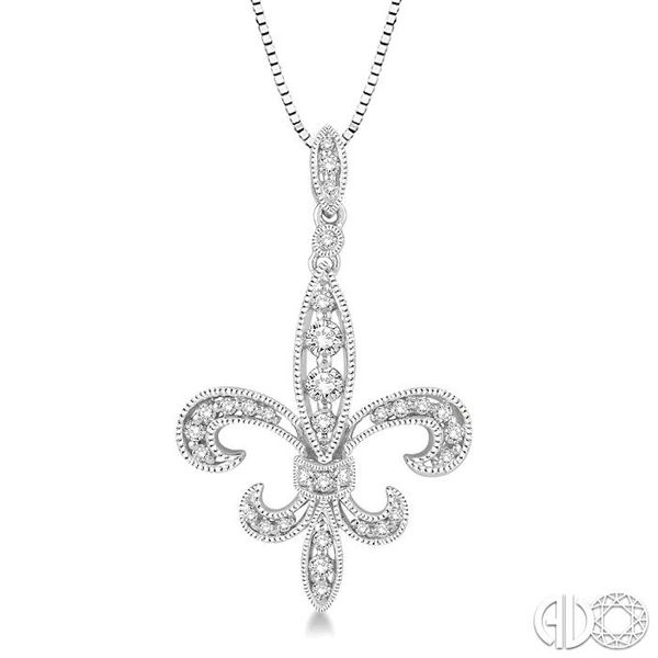 1/3 Ctw Round Cut Diamond Fleur De Lis Pendant in 14K White | Becker's ...