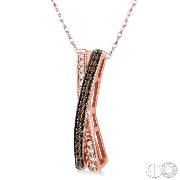 1/4 Ctw White and Champagne Brown Diamond Pendant in 10K Rose Gold with Chain Image 2 Becker's Jewelers Burlington, IA