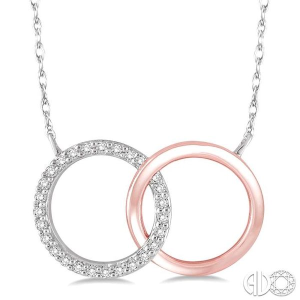 1/6 Ctw Round Cut Diamond Circle n Circle Pendant in 14K White and Rose Gold with Chain Becker's Jewelers Burlington, IA