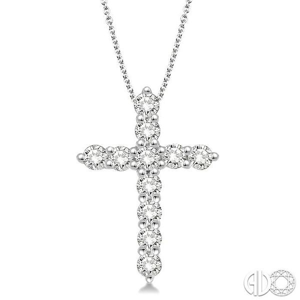 1/2 Ctw Round Cut Diamond Cross Pendant in 14K White Gold with Chain Becker's Jewelers Burlington, IA