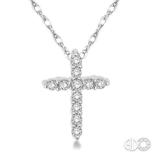 1/20 Ctw Round Cut Diamond Cross Pendant in 10K White Gold with Chain Becker's Jewelers Burlington, IA