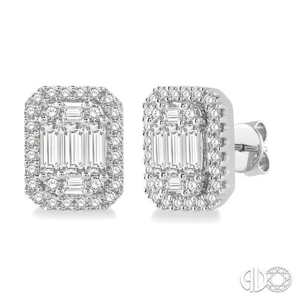 5/8 Ctw Octagonal Baguette & Round Cut Diamond Stud Earrings, Becker's  Jewelers