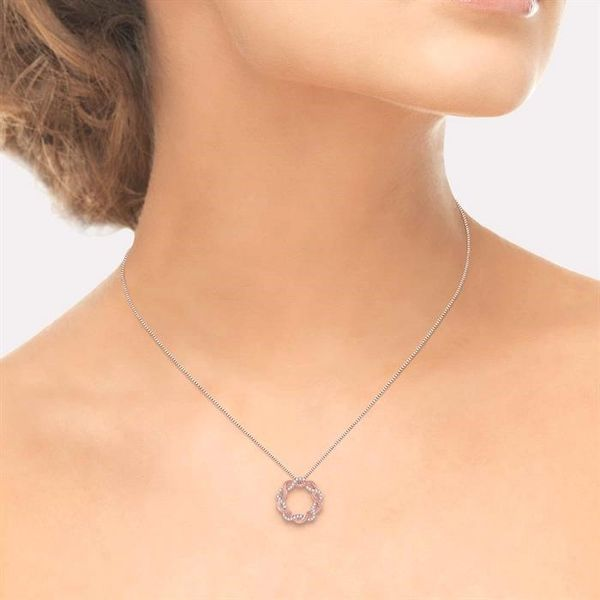 1/3 Ctw Round Cut Diamond Infinity Love Pendant in 14K Rose Gold with Chain Image 4 Becker's Jewelers Burlington, IA