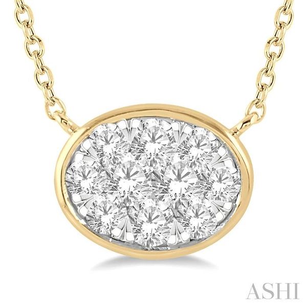 1/3 Ctw Oval Shape Lovebright Diamond Pendant With Chain in 14K Yellow and White Gold Image 3 Becker's Jewelers Burlington, IA