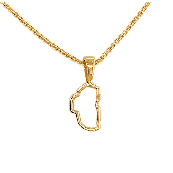 Small 14kt Yellow Gold Lake Tahoe Outline Pendant