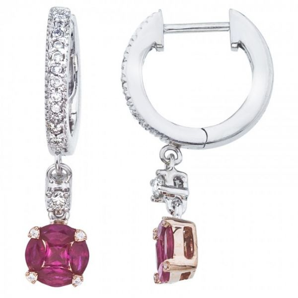 14K White Gold Precious Princess Sapphire and Diamond Bypass Clip Earrings