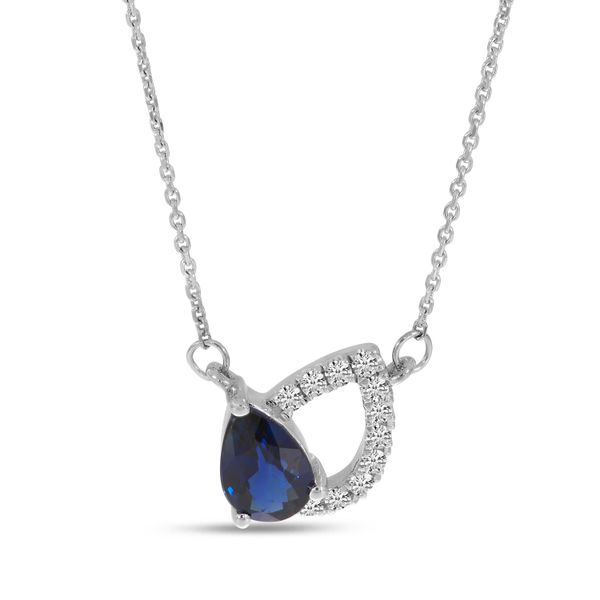 14K White Gold Pear Sapphire & Diamond Shadow Necklace