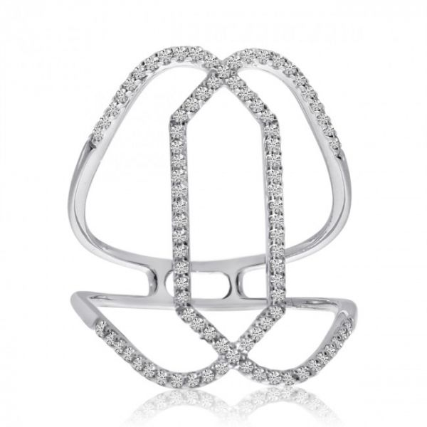 14K White Gold Diamond Negative Space Fashion Ring