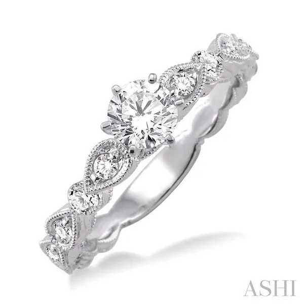 Buy 0.1 Carat Round cut 14k White Gold Diamond Engagement Ring Empire  online