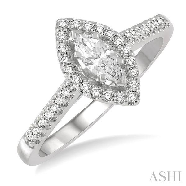 1/5 ctw Marquise Shape Round Cut Diamond Semi Mount Engagement Ring in 14K White Gold Chandlee Jewelers Athens, GA