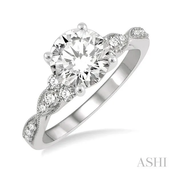 Buy 0.1 Carat Round cut 14k White Gold Diamond Engagement Ring Empire  online