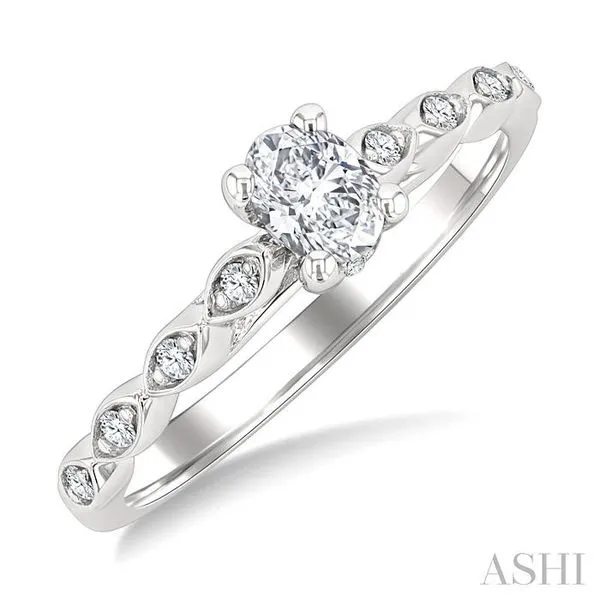 1/10 Ctw Oval Shape Round Cut Diamond Semi-Mount Engageme...