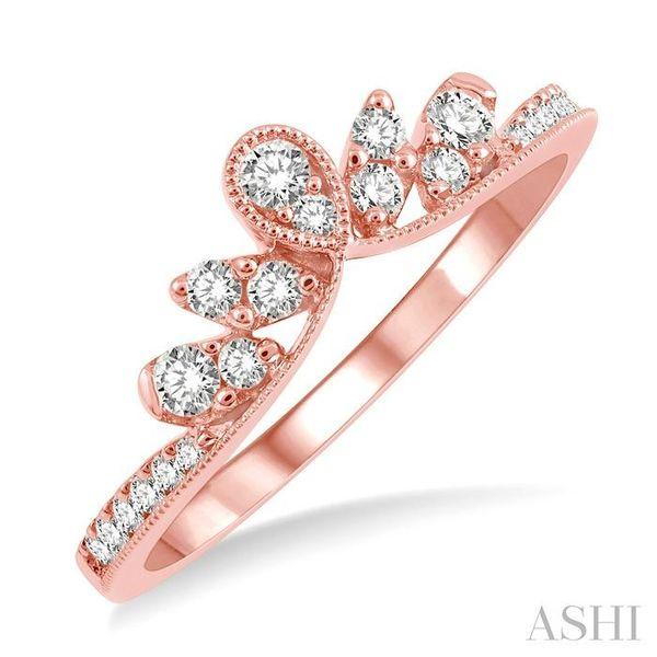1/3 ctw Vintage Inspired Knife Edge Curve Round Cut Diamond Wedding Band in 14K Rose Gold Chandlee Jewelers Athens, GA