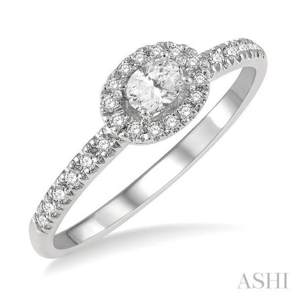 1/3 ctw Oval Shape Round Cut Diamond Fashion Ring with 1/6 ctw Oval Cut Center Stone in 14K White Gold Chandlee Jewelers Athens, GA