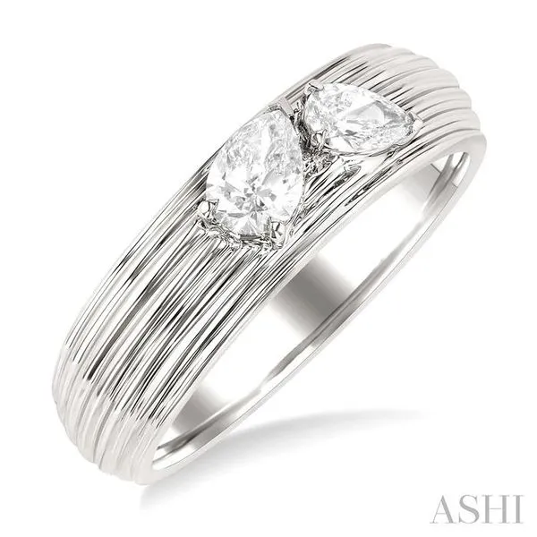 3/8 ctw Textured Shank 2-Stone Pear Cut Diamond Fashion B...