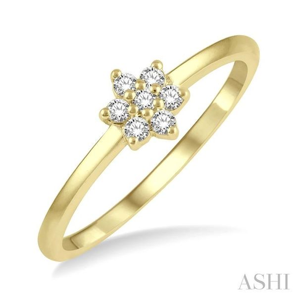 1/8 ctw Floral Round Cut Diamond Petite Fashion Ring in 10K Yellow Gold Chandlee Jewelers Athens, GA